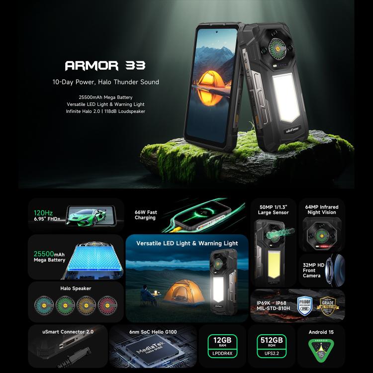 Ulefone Armor 33 Rugged Phone 12GB+512GB 6.95 Inch 4G