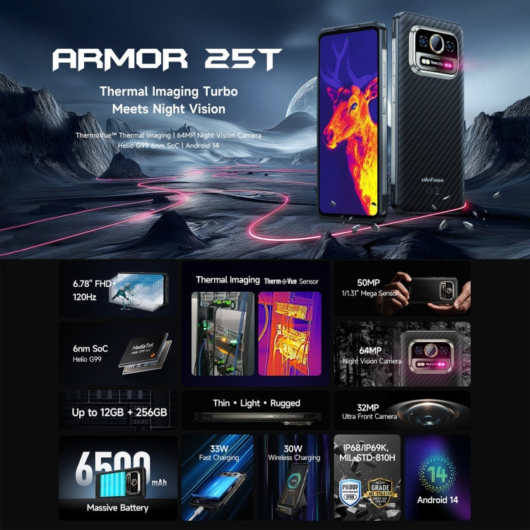 Ulefone Armor 25T Rugged Smartphone 6GB+256GB Thermal