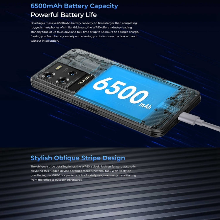 Oukitel WP50 Smartphone 5G 4GB+256GB 6.6in Display Android14