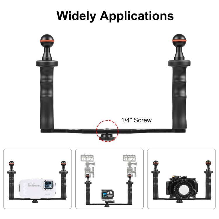 PULUZ Dual Handles Aluminium Alloy Tray Stabilizer for Underwater Camera Housings