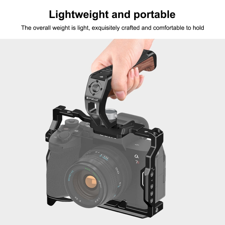 PULUZ Arri Metal Wood Wooden Top Handle with Cold Shoe Mount for Mirrorless Camera Cage Stabilizer