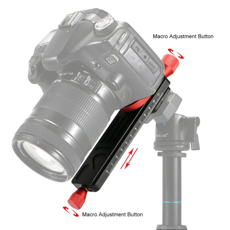 PULUZ Macro Focusing Rail Slider Close-up Shooting Tripod Head Quick Release Plate Holder