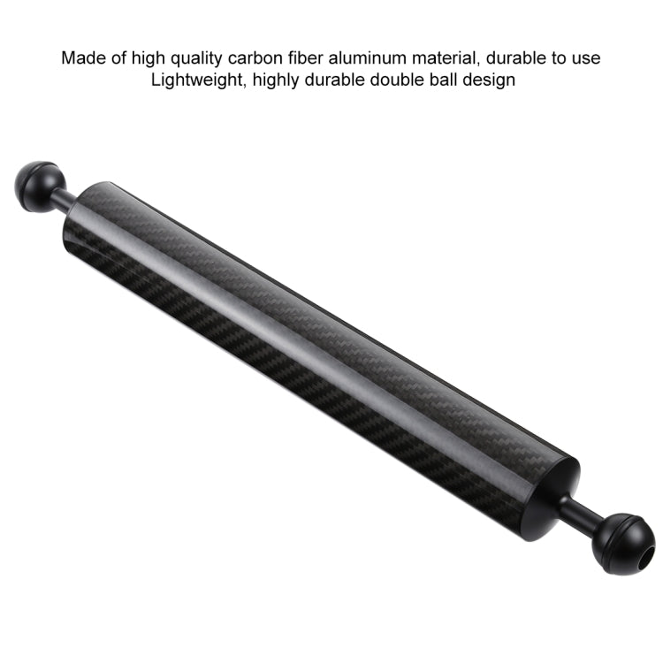 PULUZ 14.56 inch 37cm Length 40mm Diameter Dual Balls Carbon Fiber Floating Arm, Ball Diameter: 25mm, Buoyancy: 300g