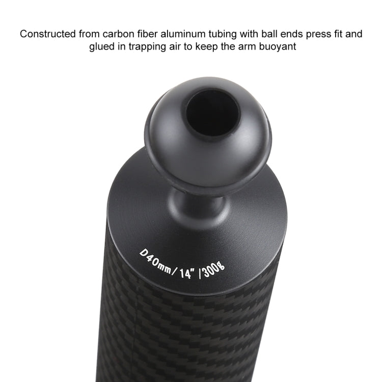 PULUZ 14.56 inch 37cm Length 40mm Diameter Dual Balls Carbon Fiber Floating Arm, Ball Diameter: 25mm, Buoyancy: 300g