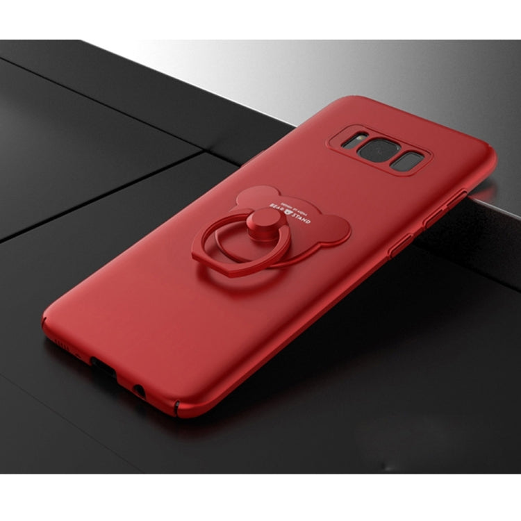 AIQAA For Galaxy S8 + / G9550 Solid Color Metal Paint Plastic PC Dropproof Protective case with Bear Ring Holder, For Galaxy S8 + / G9550