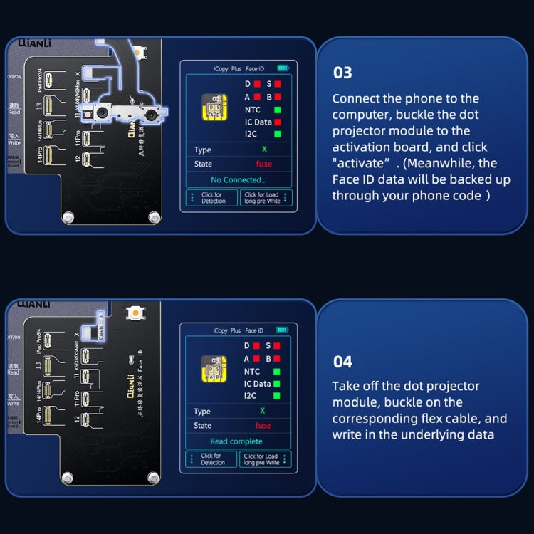 QianLi iCopy Plus Specialized Face ID Recovery and Activation Board for iPhone X to 14 Series, ID Recovery Activation Module
