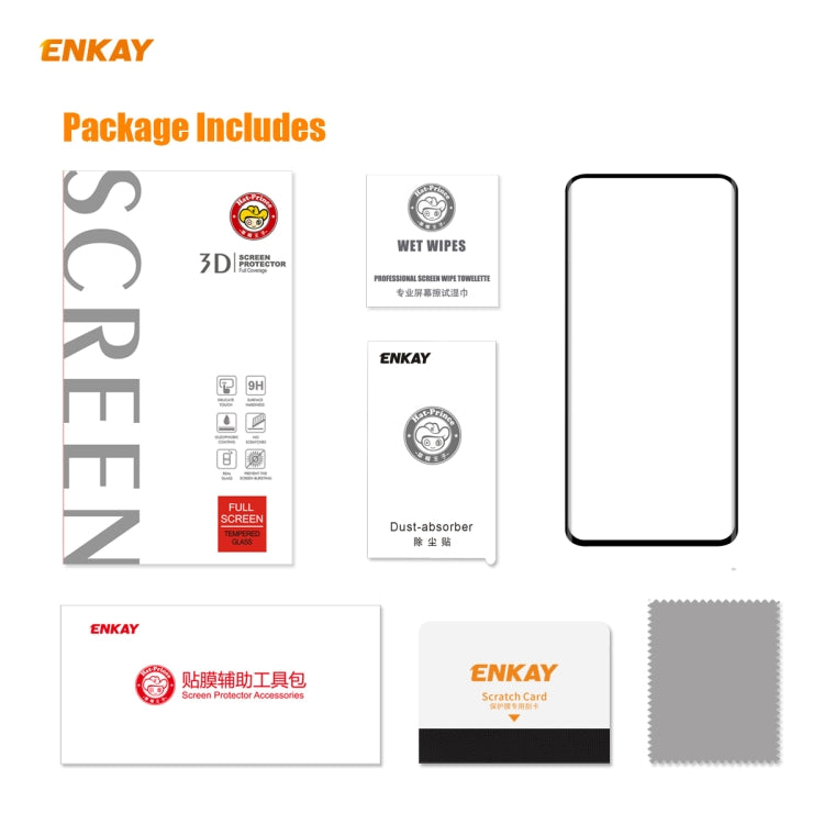 ENKAY Hat-Prince 0.26mm 9H 3D Full Glue Explosion-proof Full Screen Curved Heat Bending Tempered Glass Film