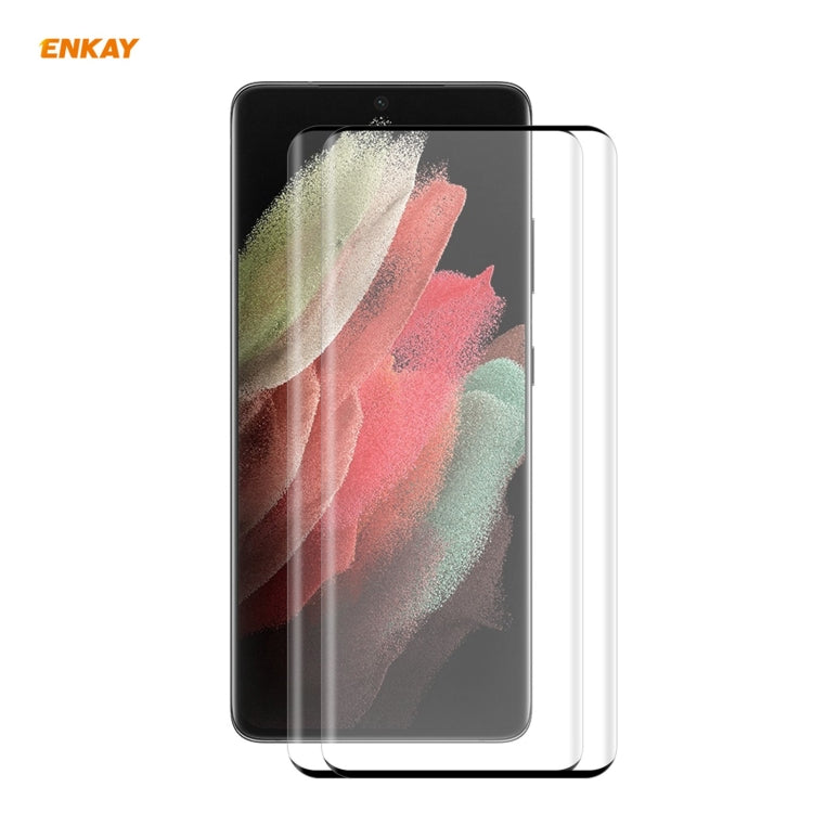 For Samsung Galaxy S21 Ultra ENKAY Hat-Prince 0.26mm 9H 3D Explosion-proof Full Screen Curved Heat Bending Tempered Glass Film