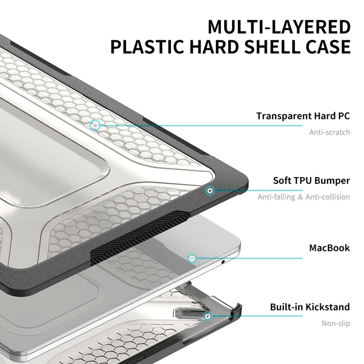 For MacBook Air 13.6 2022/2024 A2681 (M2) / A3113 (M3) ENKAY Hat-Prince 3 in 1 Protective Bracket Case Cover Hard Shell with TPU Keyboard Film / Anti-dust Plugs