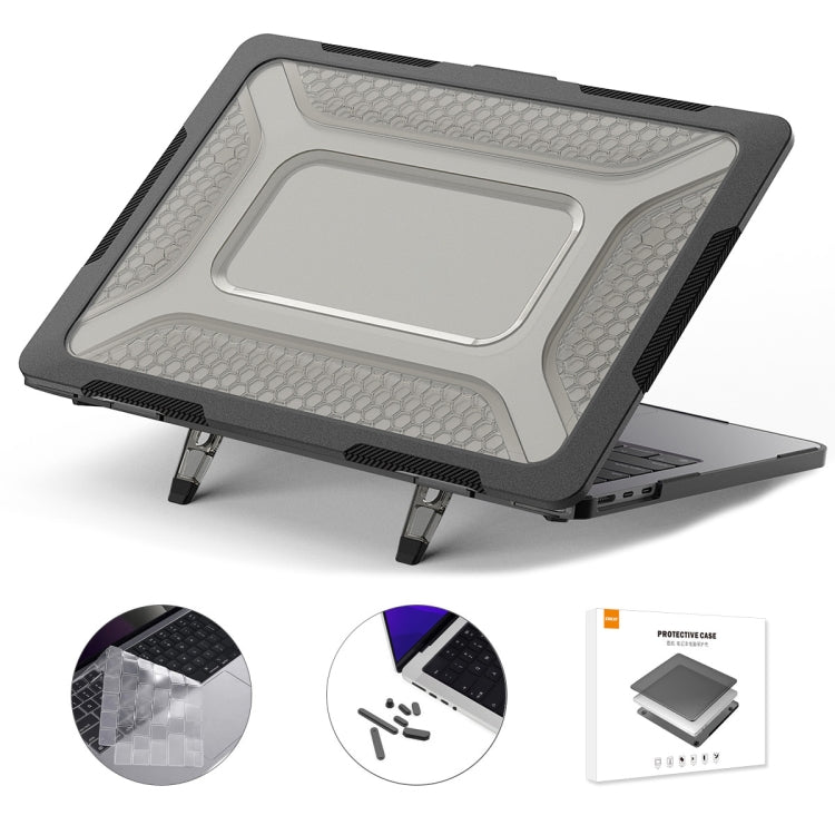 For MacBook Air 13.6 2022/2024 A2681 (M2) / A3113 (M3) ENKAY Hat-Prince 3 in 1 Protective Bracket Case Cover Hard Shell with TPU Keyboard Film / Anti-dust Plugs
