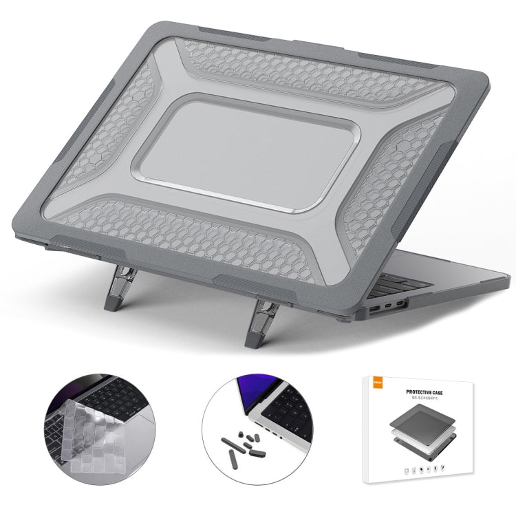 For MacBook Air 13.6 2022/2024 A2681 (M2) / A3113 (M3) ENKAY Hat-Prince 3 in 1 Protective Bracket Case Cover Hard Shell with TPU Keyboard Film / Anti-dust Plugs