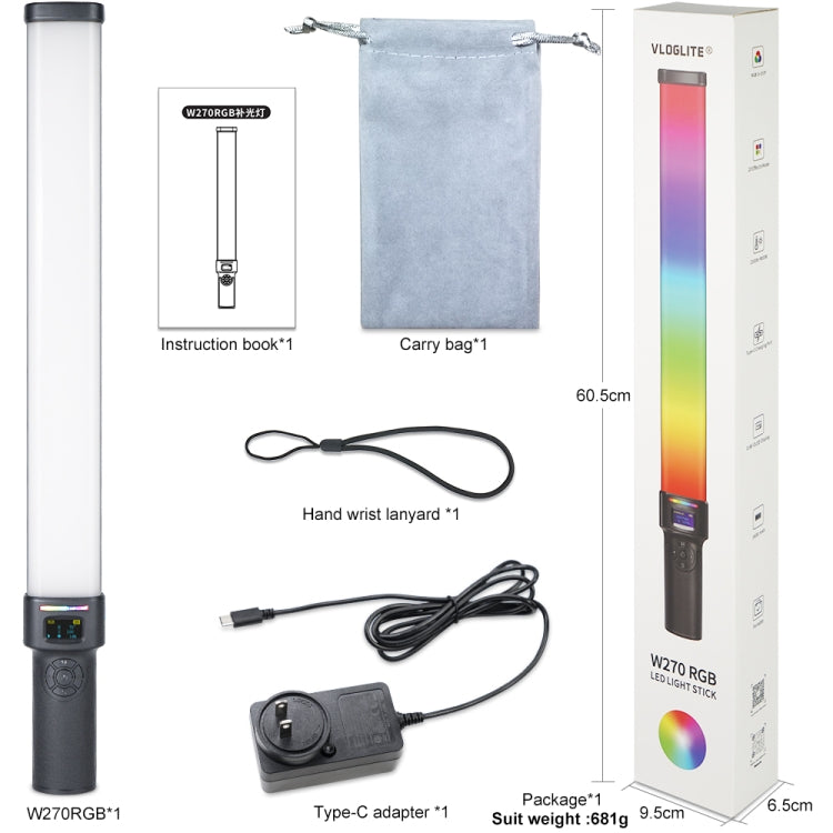 VLOGLITE W270RGB Live Streaming E-Sports Handheld Fill Light LED Studio Light