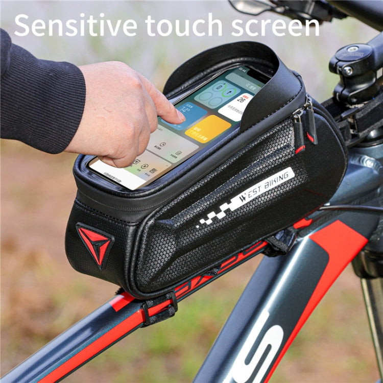 WEST BIKING 7 Inch Bike Top Tube Front Hard Shell Bag Touch Screen Waterproof Riding Gear Bag, YP0707261