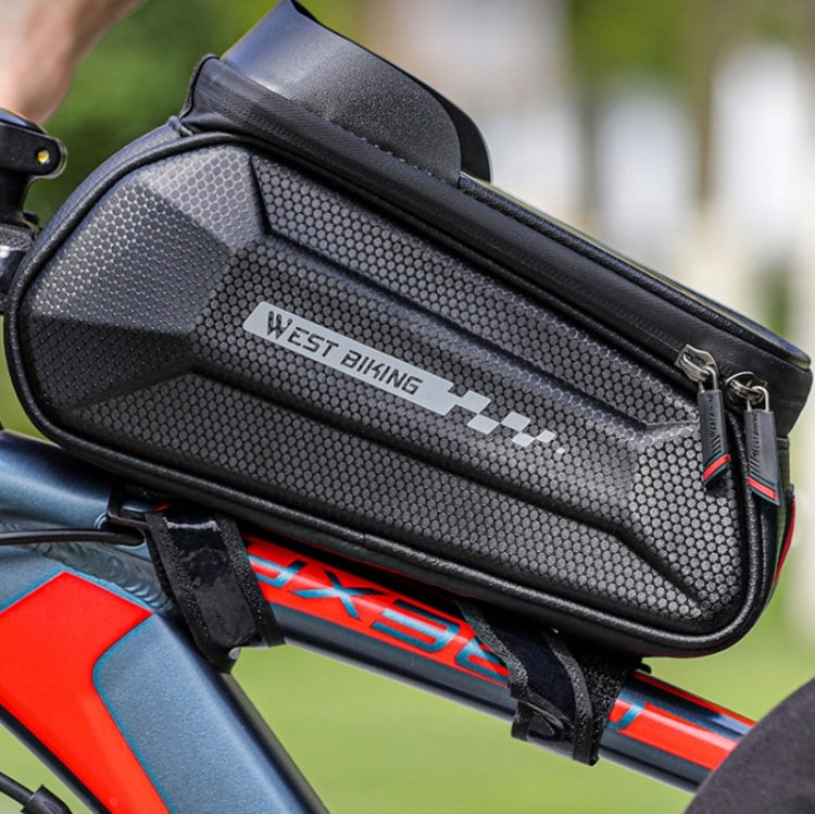 WEST BIKING 7 Inch Bike Top Tube Front Hard Shell Bag Touch Screen Waterproof Riding Gear Bag, YP0707261