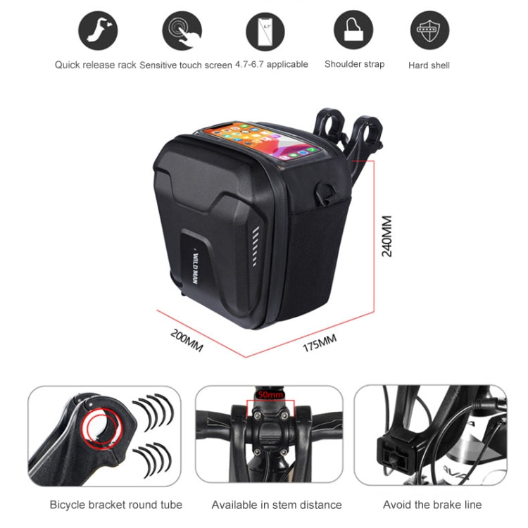 WILD MAN GS9 Mountain Bike Handle Bag Hanging Bag Riding Head Bag Touch Screen EVA Hard Shell Bag, GS9
