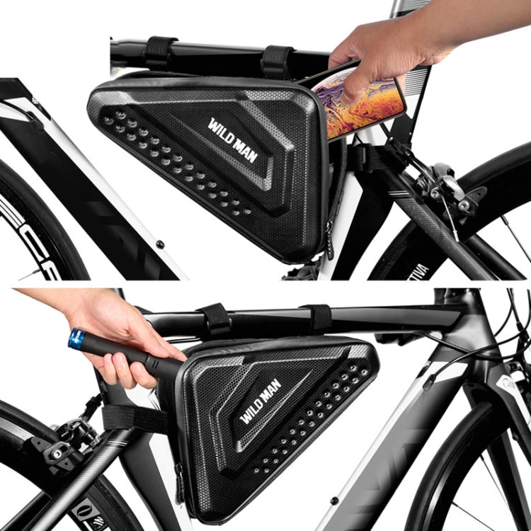 WILD MAN ES19 Bicycle EVA Hard Shell Triangle Bag Mountain Bike Front Beam Bag, ES19 (Black)