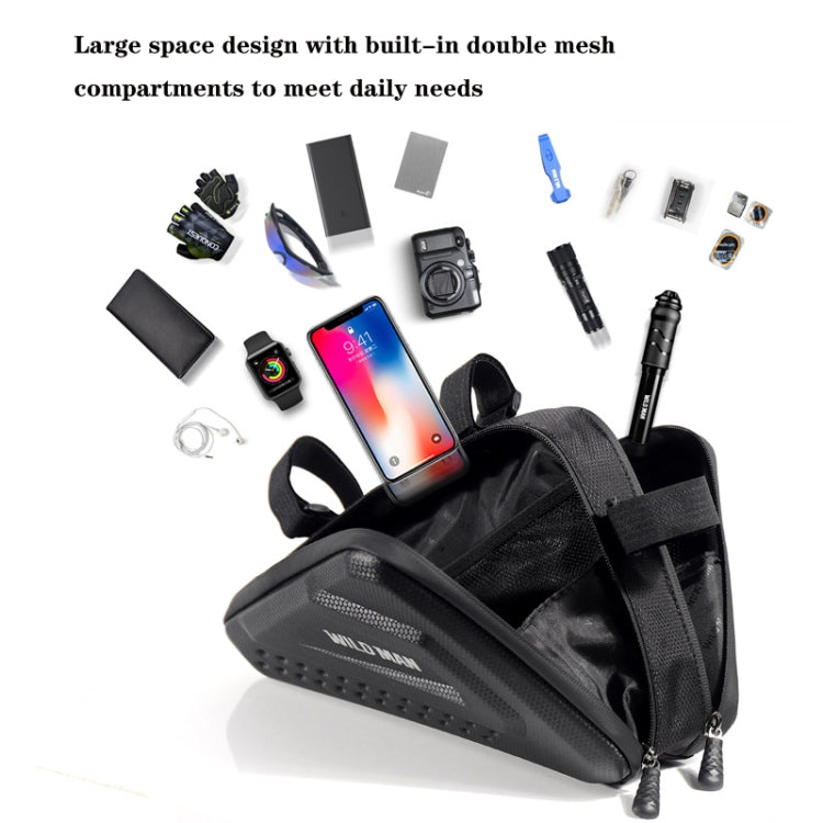 WILD MAN ES19 Bicycle EVA Hard Shell Triangle Bag Mountain Bike Front Beam Bag, ES19 (Black)