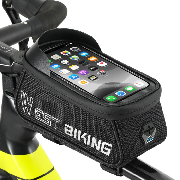 WEST BIKING West 6.9 Inches Rider Bike Reflective Mobile Phone Touch Screen Front Bag Mountain Bike Front Beam Upper Tube Bag, YP0707267