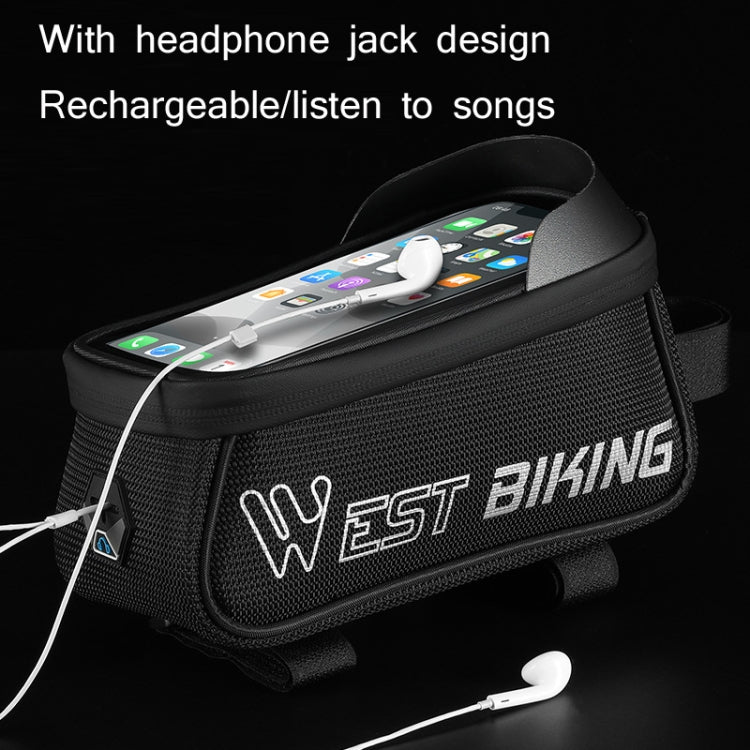 WEST BIKING West 6.9 Inches Rider Bike Reflective Mobile Phone Touch Screen Front Bag Mountain Bike Front Beam Upper Tube Bag, YP0707267