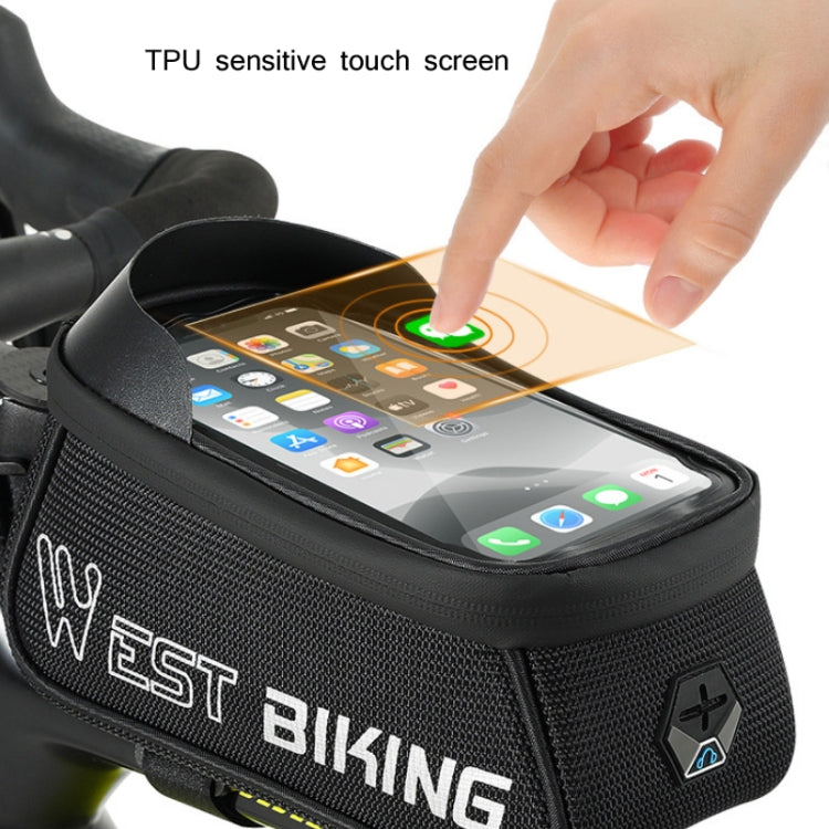 WEST BIKING West 6.9 Inches Rider Bike Reflective Mobile Phone Touch Screen Front Bag Mountain Bike Front Beam Upper Tube Bag, YP0707267