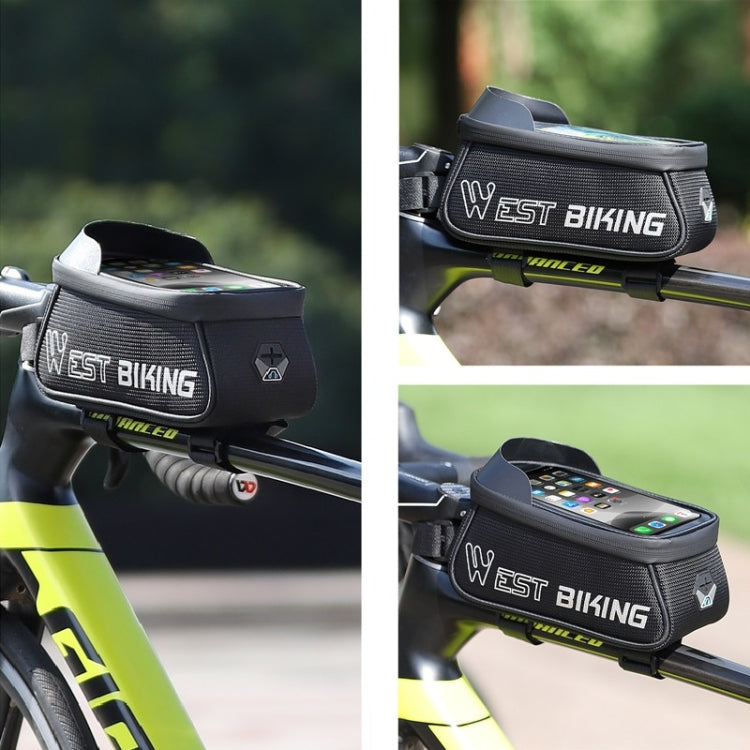 WEST BIKING West 6.9 Inches Rider Bike Reflective Mobile Phone Touch Screen Front Bag Mountain Bike Front Beam Upper Tube Bag, YP0707267
