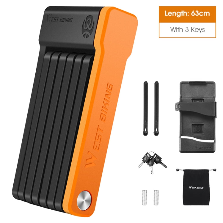 WEST BIKING Bicycle Anti-Theft Lightweight Folding Chain Lock, WEST BIKING Lock(Black Orange)