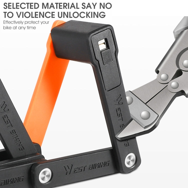 WEST BIKING Bicycle Anti-Theft Lightweight Folding Chain Lock, WEST BIKING Lock(Black Orange)