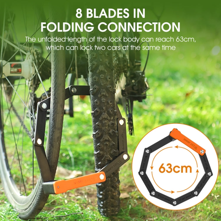 WEST BIKING Bicycle Anti-Theft Lightweight Folding Chain Lock, WEST BIKING Lock(Black Orange)
