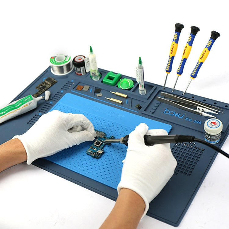 BAKU BA-695 2 in 1 TPR+Silicone Computer Phone Repair Desk Mat Heat Resistant Insulation Mat, BAKU BA-695