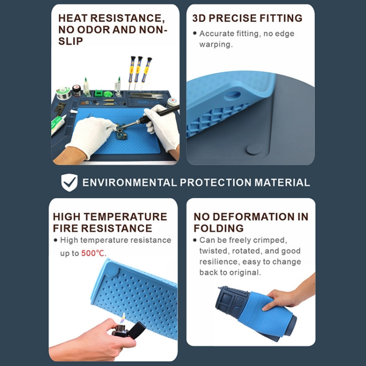 BAKU BA-695 2 in 1 TPR+Silicone Computer Phone Repair Desk Mat Heat Resistant Insulation Mat, BAKU BA-695