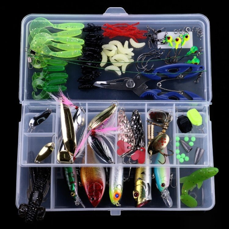 HENGJIA Sea Bass Fake Soft Bait Fishing Gear Accessories Freshwater Bait, 110 PCS / Box