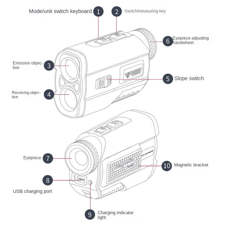 PGM JQ015 IP54 Waterproof Golf Laser Distance Meter Telescope, Measuring Distance: 400m, Measuring Distance: 600m(White)