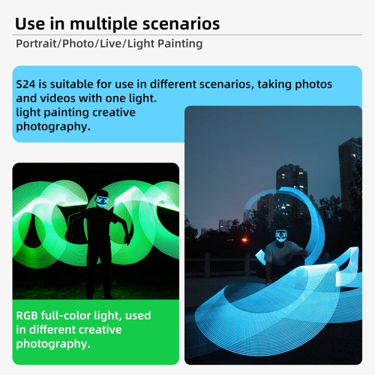 Pixel S24 RGB Fill Light Rod Handheld Portable Color Icelet Outdoor Videos Live Broadcast Studio Camera Stick Lamp