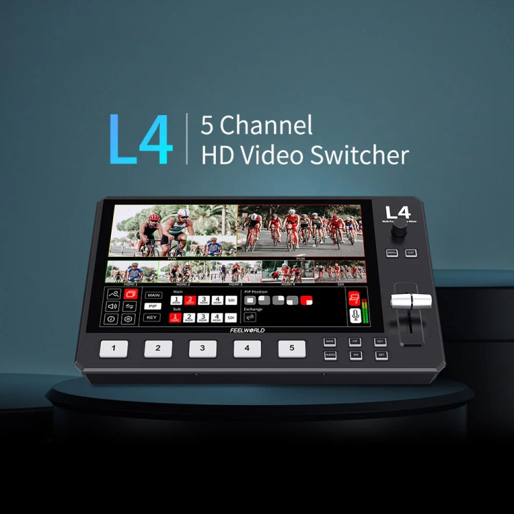 FEELWORLD L4 Multi-Camera Video Mixer Switcher 10.1" Touch Screen USB 3.0 Fast Streaming