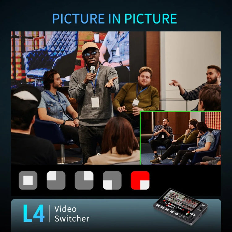 FEELWORLD L4 Multi-Camera Video Mixer Switcher 10.1" Touch Screen USB 3.0 Fast Streaming
