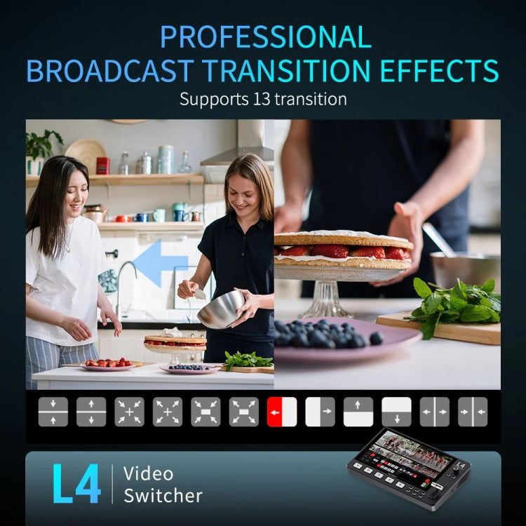 FEELWORLD L4 Multi-Camera Video Mixer Switcher 10.1" Touch Screen USB 3.0 Fast Streaming