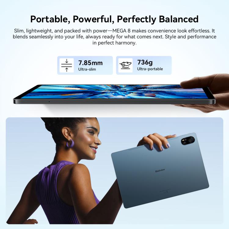 Blackview MEGA 8 Tablet PC, 12GB+512GB, 13 inch Android 15 Unisoc Tiger T620 Octa Core, Network: 4G, Global Version with Google Play