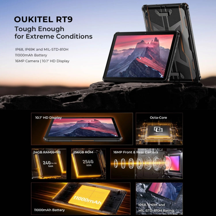 OUKITEL RT9 Rugged Tablet 4G 6GB+256GB 10.1Inch IP68