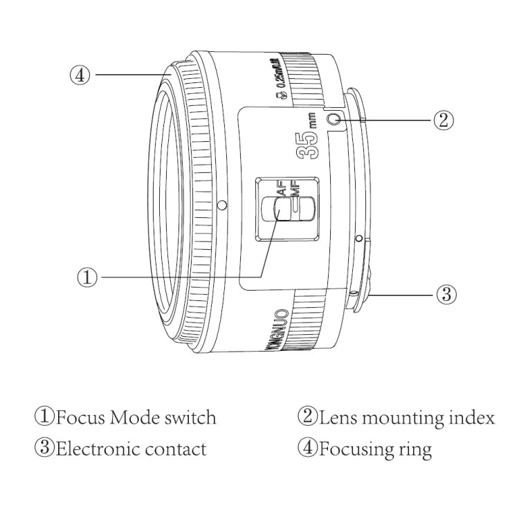 YONGNUO YN35MM F2C 1:2 AF/MF Wide-Angle Fixed/Prime Auto Focus Lens for Canon EOS EF Lens