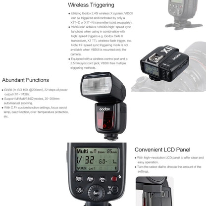 Godox V850II 2.4GHz Wireless 1/8000s HSS Flash Speedlite for Canon / Nikon DSLR Cameras