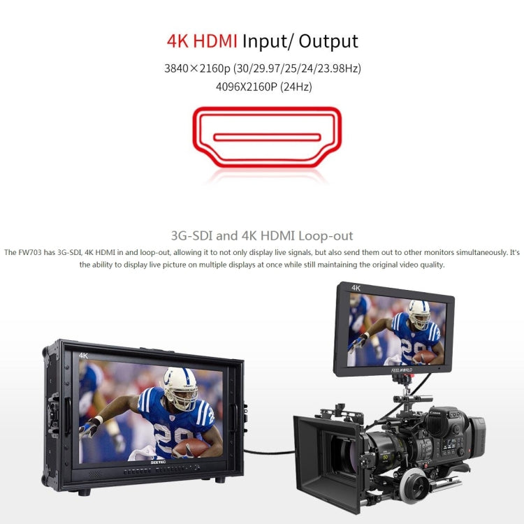 FEELWORLD FW703 1920x1200 7 inch IPS Screen HDMI 4K SDI Broadcast Camera Field Monitor