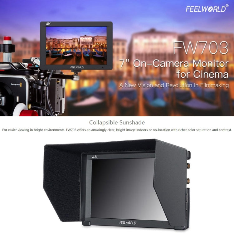 FEELWORLD FW703 1920x1200 7 inch IPS Screen HDMI 4K SDI Broadcast Camera Field Monitor