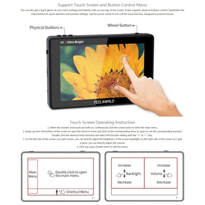 FEELWORLD LUT7 1920x1200 2200 nits 7 inch IPS Screen HDMI 4K Touch Screen Camera Field Monitor