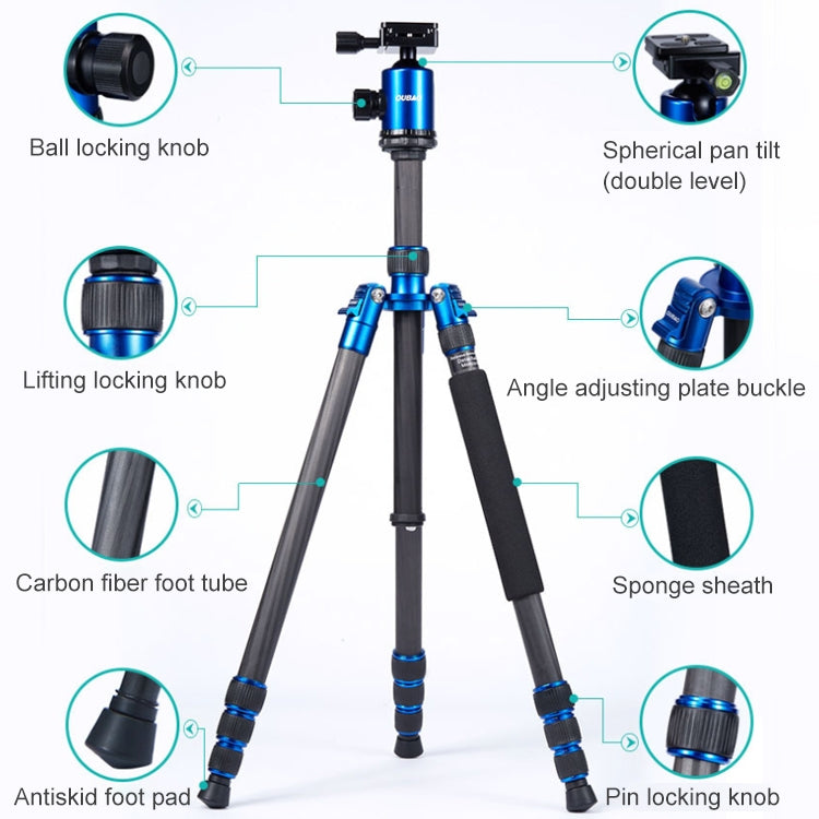 TRIOPO Oubao C-608S Adjustable Portable Carbon Fiber Tripod with Ball Head for SLR Camera