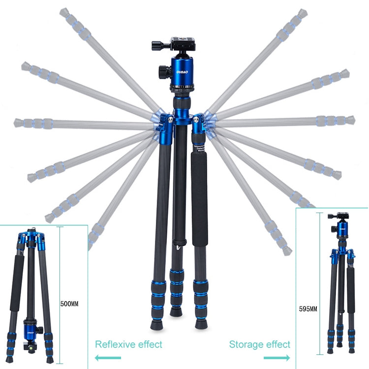 TRIOPO Oubao C-608S Adjustable Portable Carbon Fiber Tripod with Ball Head for SLR Camera