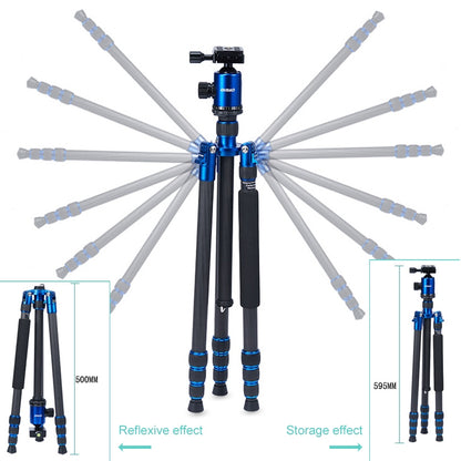 TRIOPO Oubao C-608S Adjustable Portable Carbon Fiber Tripod with Ball Head for SLR Camera
