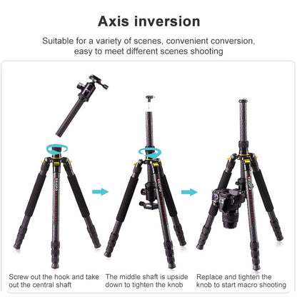 TRIOPO 853 Adjustable Portable Carbon Fiber Tripod with D2-A Ball Head for SLR Camera