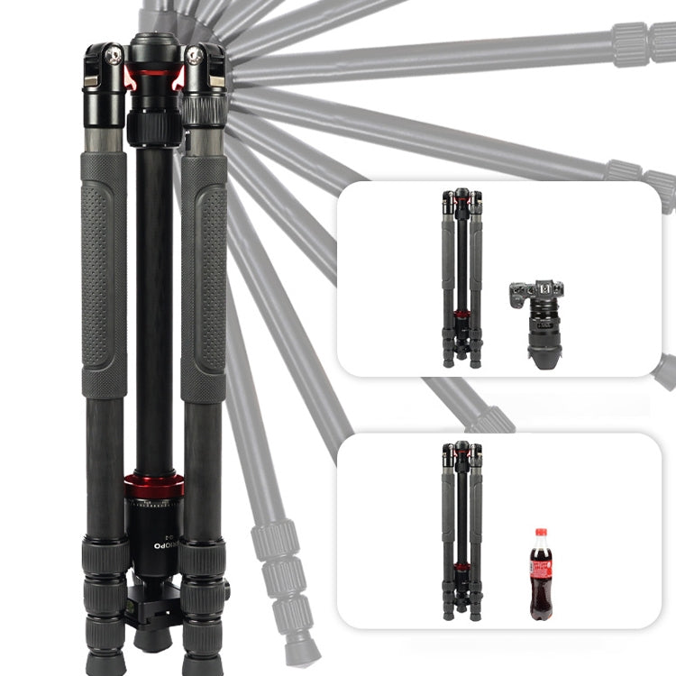 TRIOPO 888 Adjustable Portable Carbon Fiber Tripod with Q-2 Ball Head for SLR Camera, Pipe diameter: 28cm