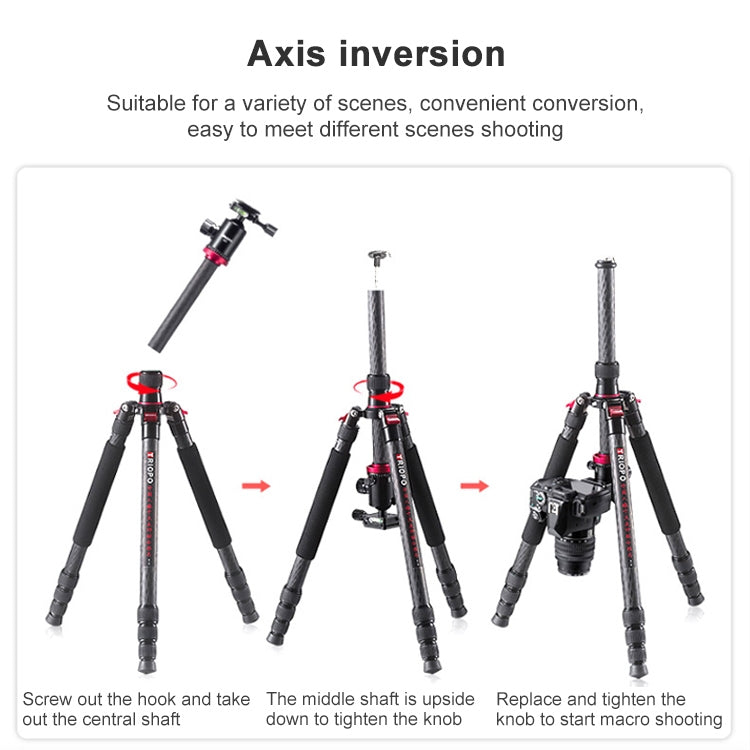 TRIOPO 888 Adjustable Portable Carbon Fiber Tripod with Q-2 Ball Head for SLR Camera, Pipe diameter: 28cm