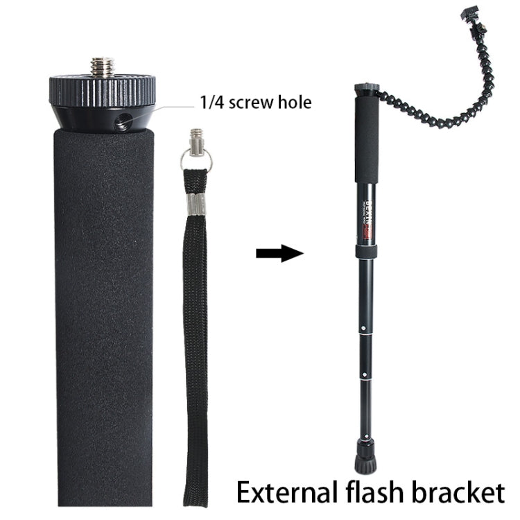 BEXIN P308A Portable Travel Outdoor DSLR Camera Aluminum Alloy Monopod Holder